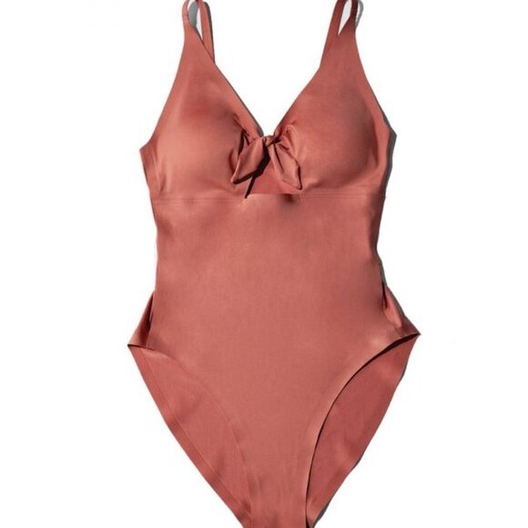 Knix Peak A Boo One Piece Swim Suit Rust Red Orange Sz S+ - Picture 2 of 9